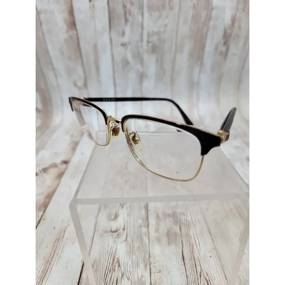 Gucci Eyeglasses Frames GG01310 002 Matte Black Gold Square Full Rim 53-18-145